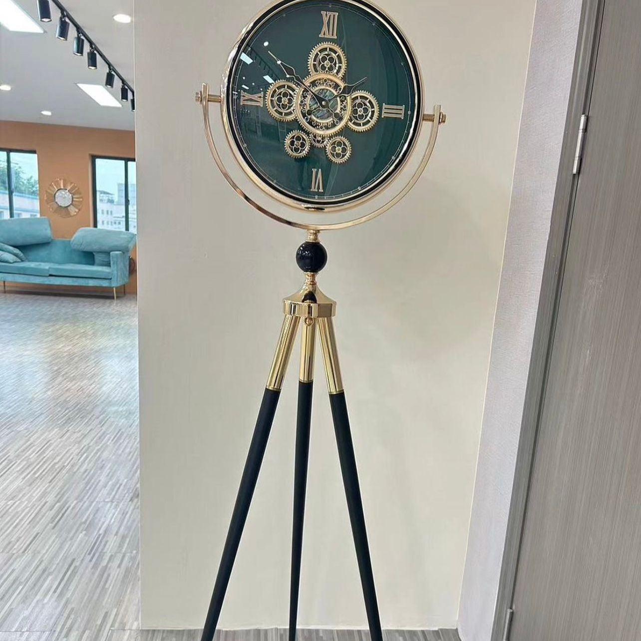 French Vintage Tripod-Mounted Metal Clock